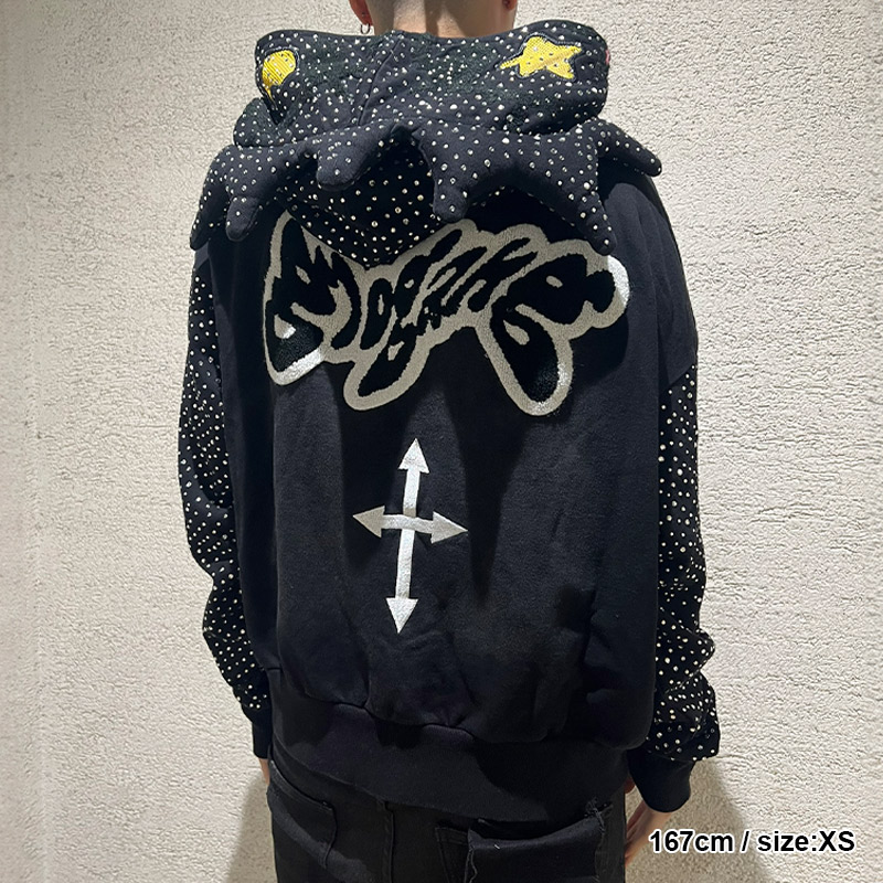 GLO GANG FULL ZIP UP HOODIE -BLACK-