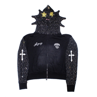 GLO GANG FULL ZIP UP HOODIE -BLACK-