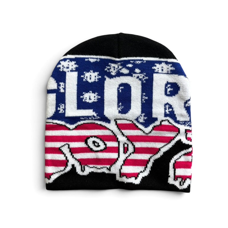 GLO GANG(グローギャング)/ GLORY BOYZ FLAG BEANIE -BLACK-