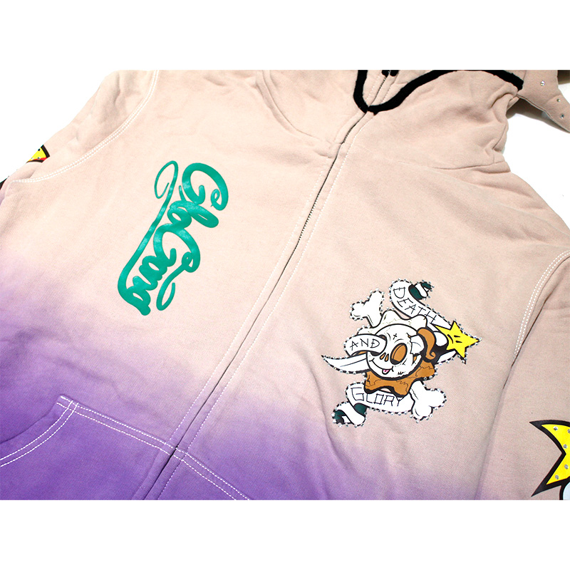 DEATH AND GLORY FULL ZIP HOODIE -PURPLE-