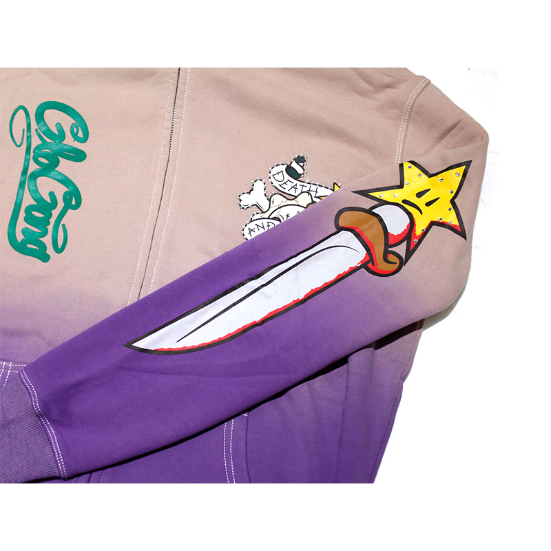 DEATH AND GLORY FULL ZIP HOODIE -PURPLE-