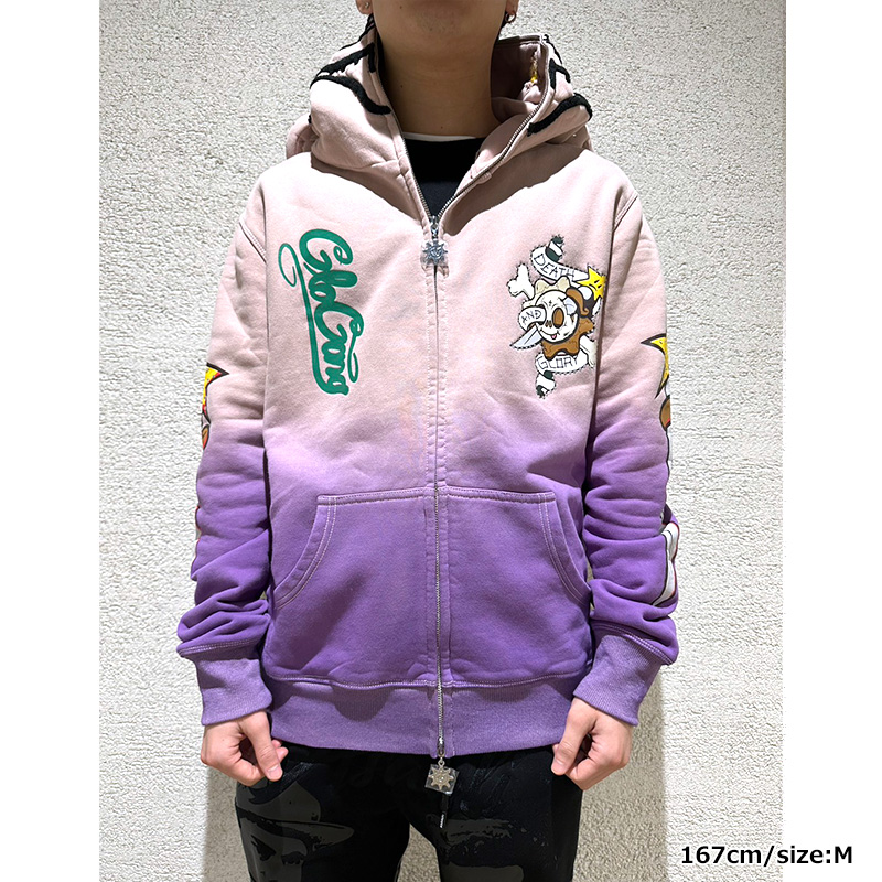 DEATH AND GLORY FULL ZIP HOODIE -PURPLE-