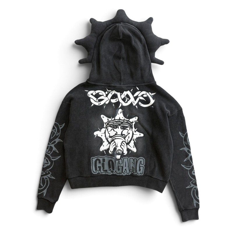 GLO GANG(グローギャング)/ GLORY THORN FULL ZIP HOODIE -BLACK-