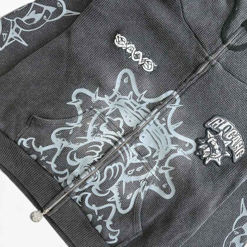 GLO GANG(グローギャング)/ GLORY THORN FULL ZIP HOODIE -BLACK-