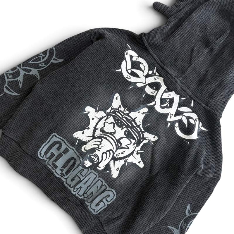 GLO GANG(グローギャング)/ GLORY THORN FULL ZIP HOODIE -BLACK-