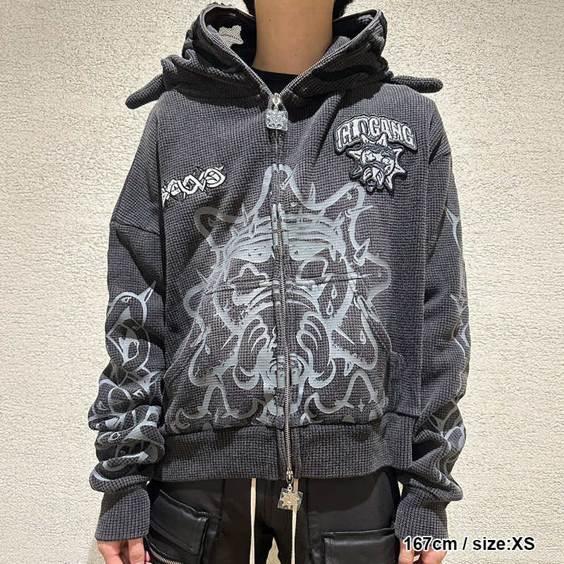 GLO GANG(グローギャング)/ GLORY THORN FULL ZIP HOODIE -BLACK-