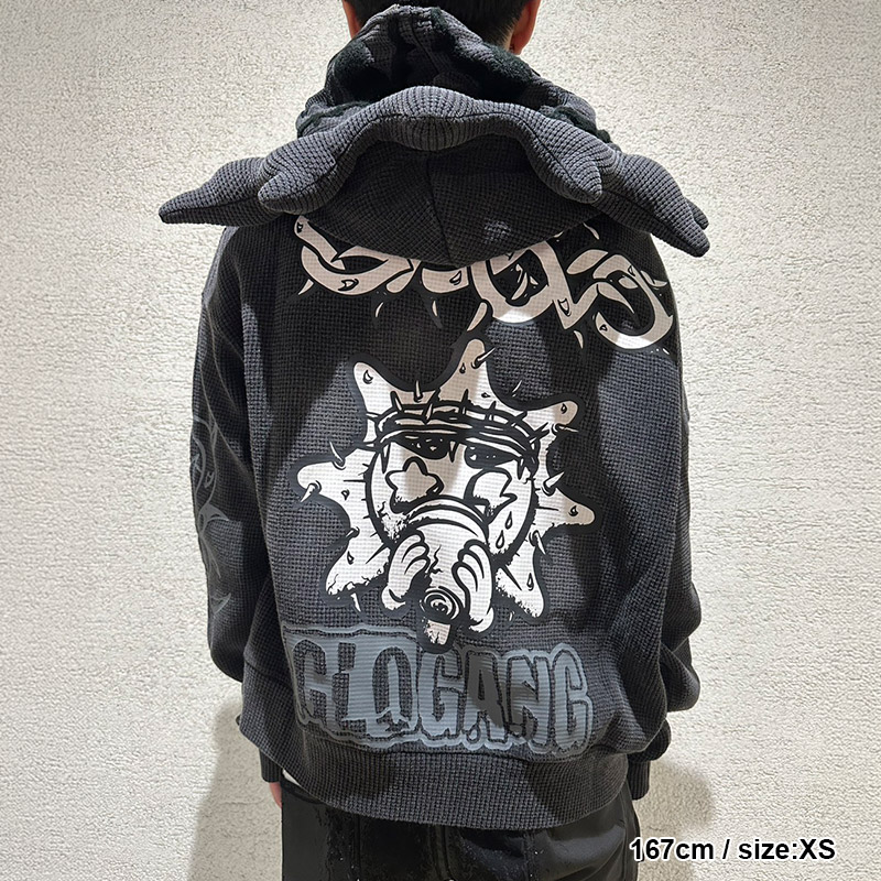 GLO GANG(グローギャング)/ GLORY THORN FULL ZIP HOODIE -BLACK-