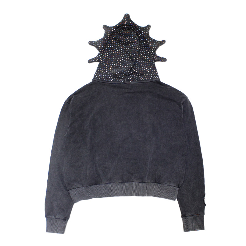 GLO MAN RHINESTONE HOODIE -CHARCOL-