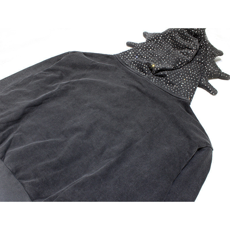 GLO MAN RHINESTONE HOODIE -CHARCOL-