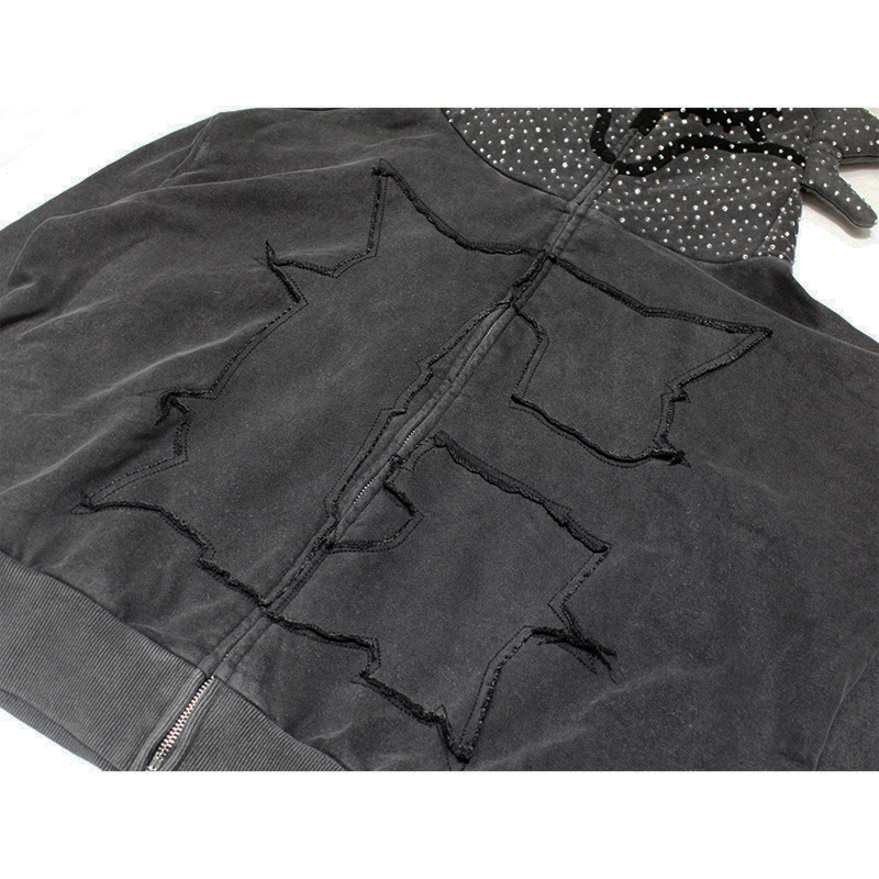 GLO MAN RHINESTONE HOODIE -CHARCOL-