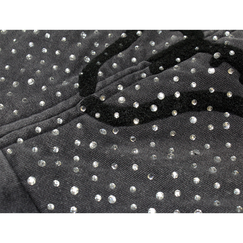 GLO MAN RHINESTONE HOODIE -CHARCOL-