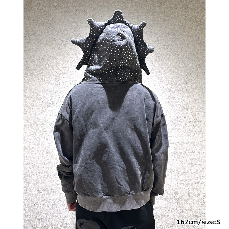 GLO MAN RHINESTONE HOODIE -CHARCOL-