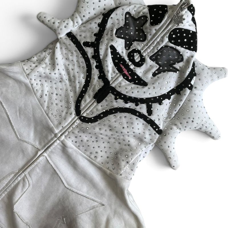 GLO MAN RHINESTONE HOODIE -CHARCOL-