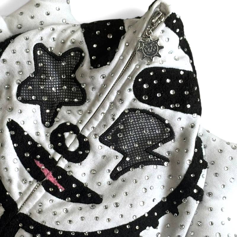 GLO MAN RHINESTONE HOODIE -CHARCOL-