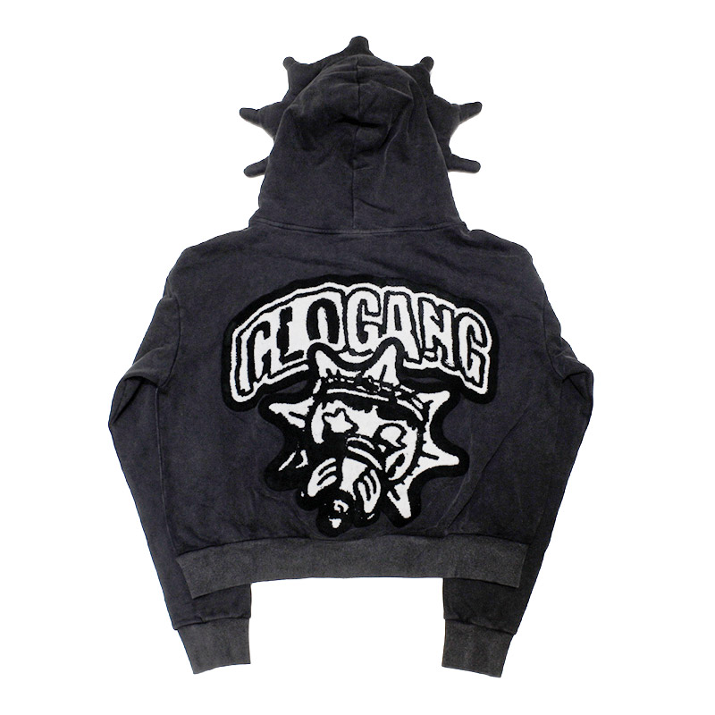 GLO GANG FULL ZIP HOODIE -BLACK-