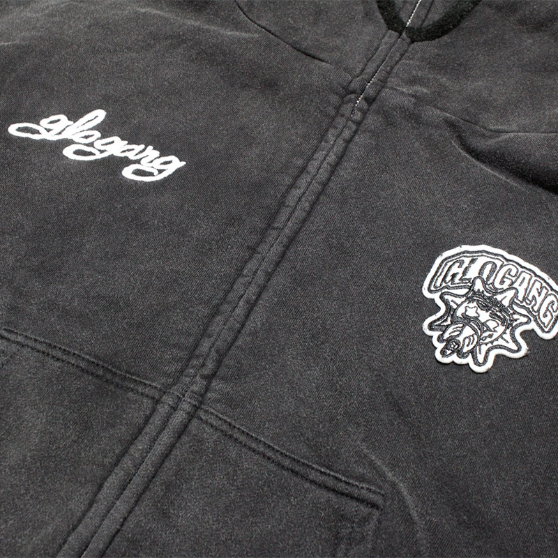 GLO GANG FULL ZIP HOODIE -BLACK-
