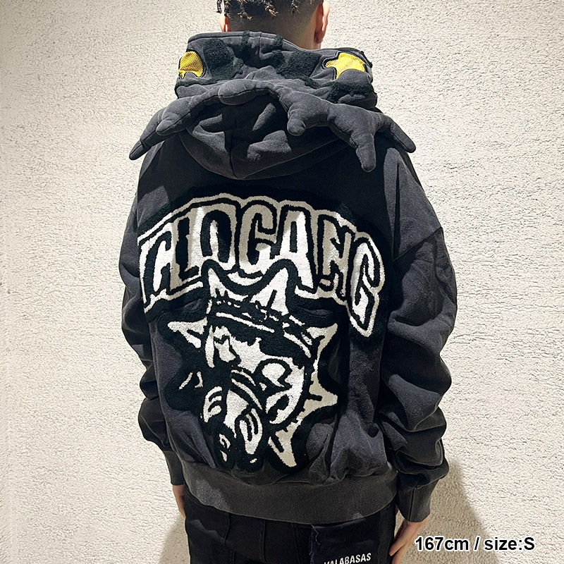 GLO GANG FULL ZIP HOODIE -BLACK-