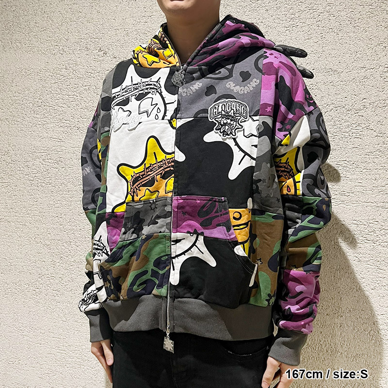 GLO PATCHWORK HOODIE -MULTI-