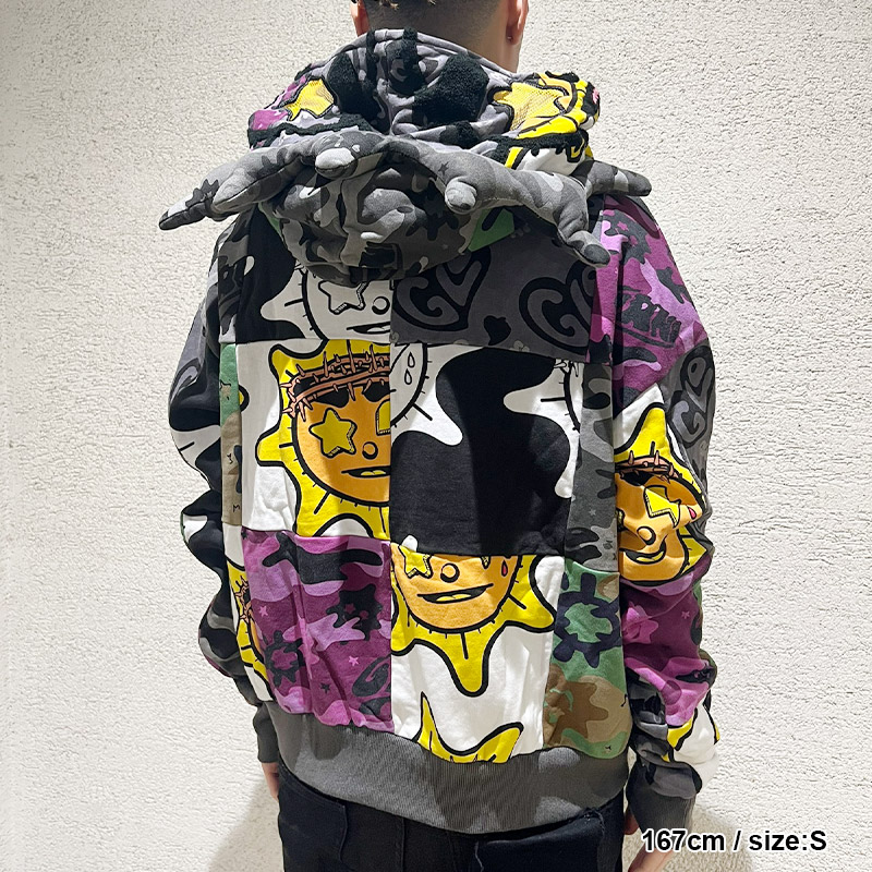 GLO PATCHWORK HOODIE -MULTI-
