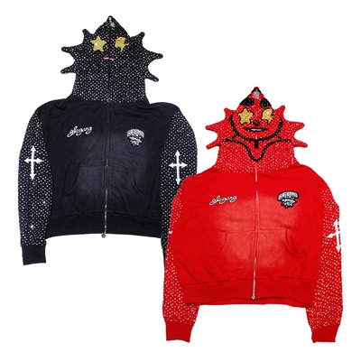 GLO MAN FULL ZIP PEAEL RHINESTONE -2.COLOR-