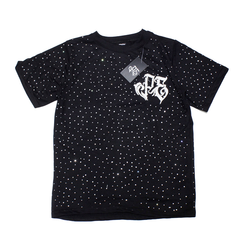 RHINESTONE TEE -BLACK-