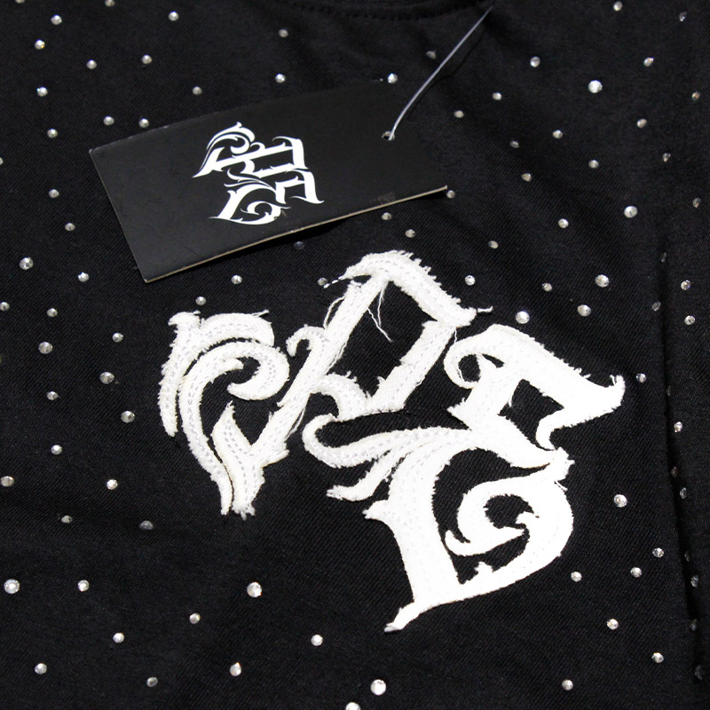 RHINESTONE TEE -BLACK-