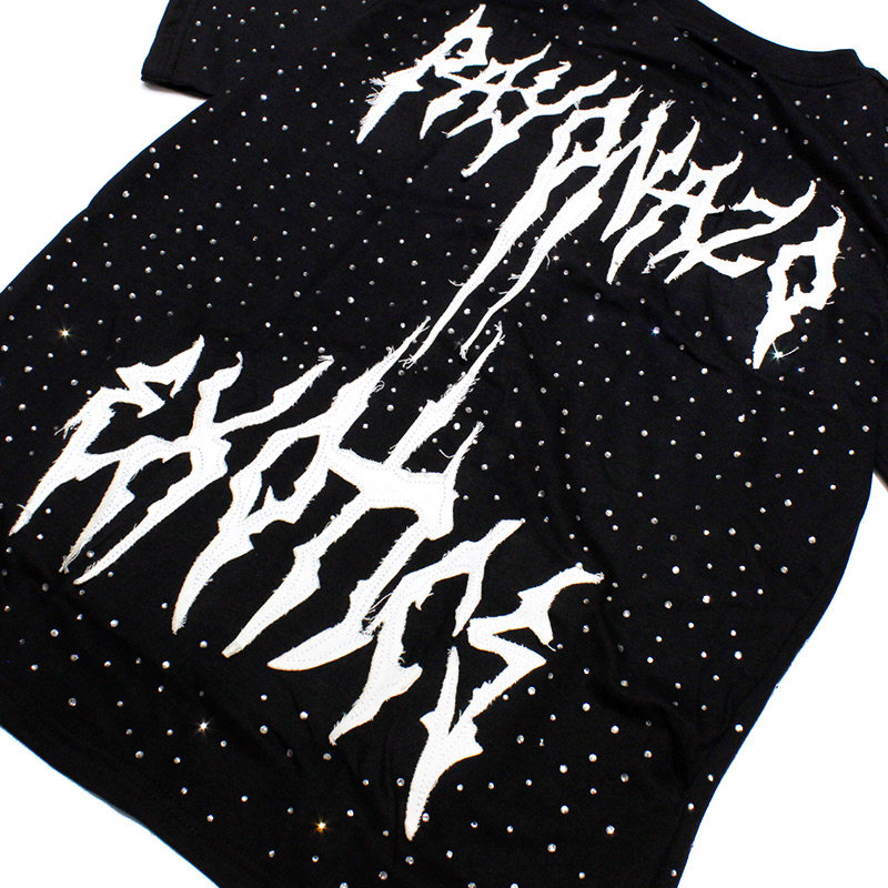 RHINESTONE TEE -BLACK-