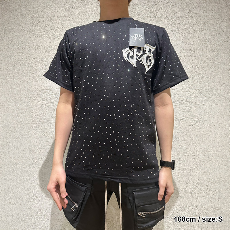 RHINESTONE TEE -BLACK-
