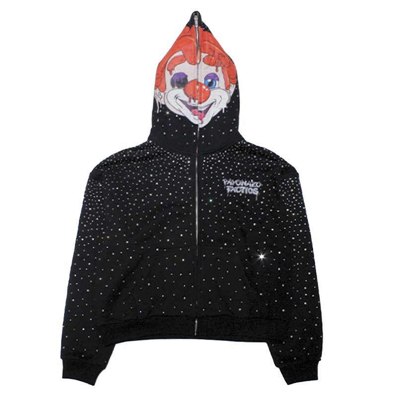 RHINESTONE CROWN HOODIE -BLACK-