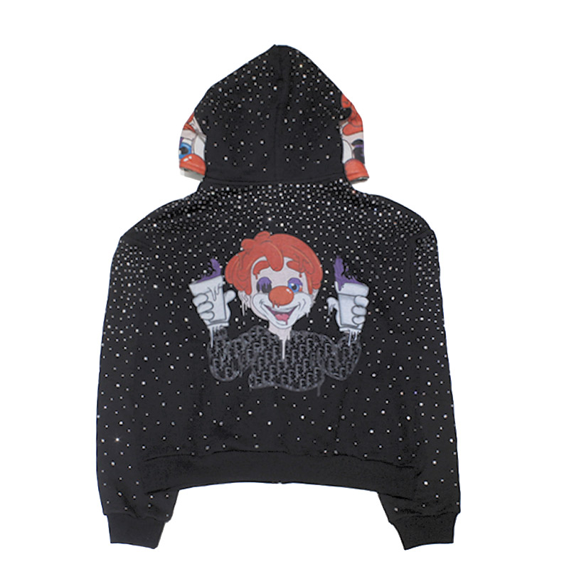 RHINESTONE CROWN HOODIE -BLACK-