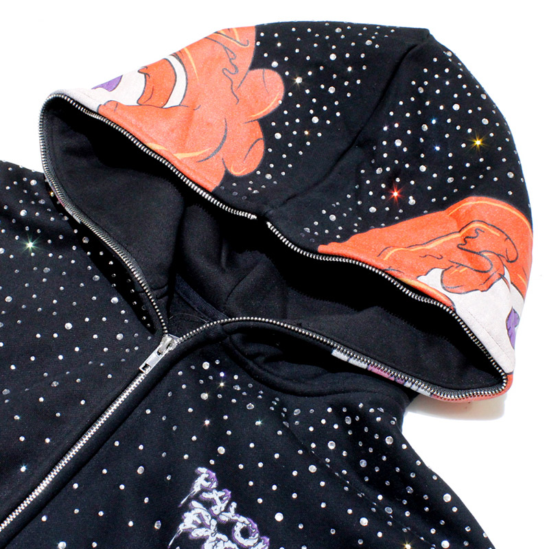 RHINESTONE CROWN HOODIE -BLACK-