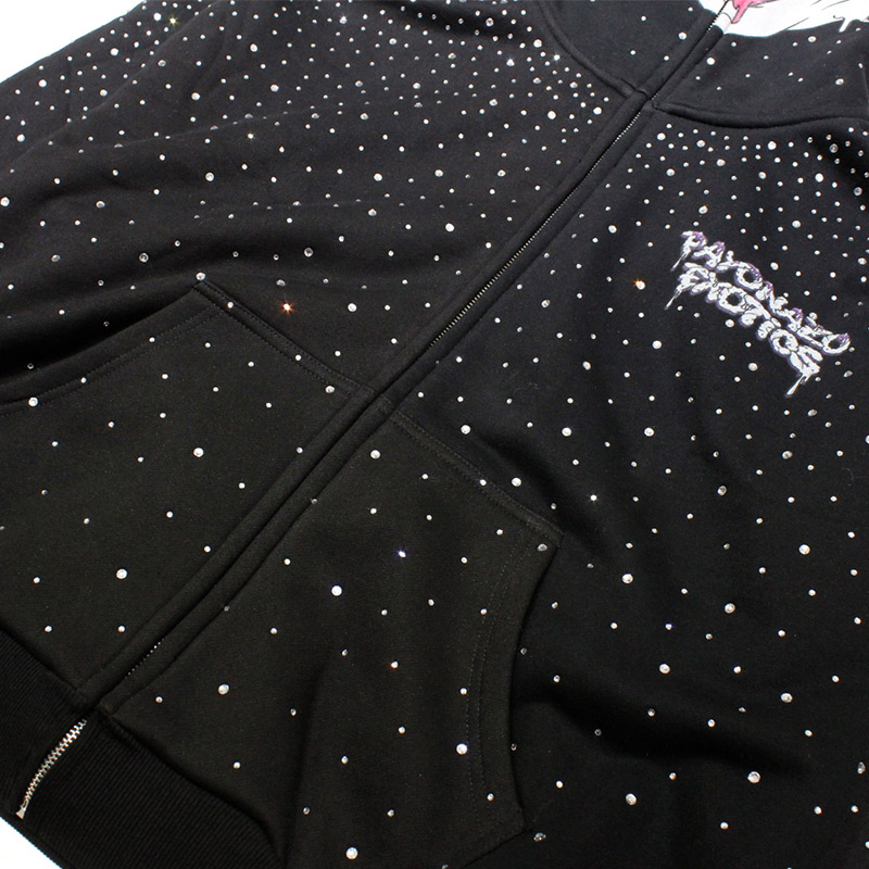 RHINESTONE CROWN HOODIE -BLACK-