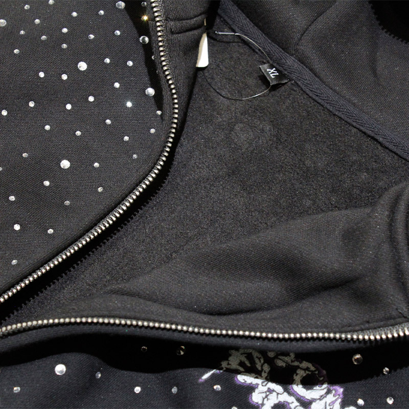 RHINESTONE CROWN HOODIE -BLACK-