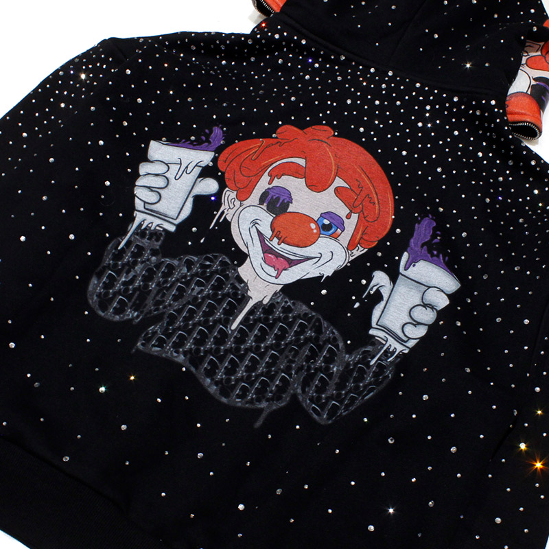 RHINESTONE CROWN HOODIE -BLACK-