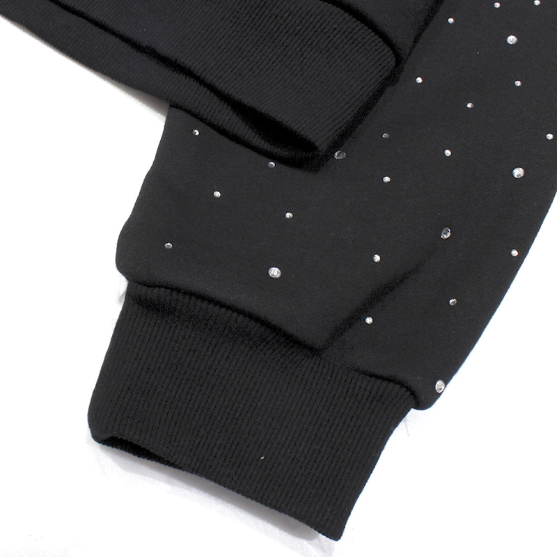 RHINESTONE CROWN HOODIE -BLACK-