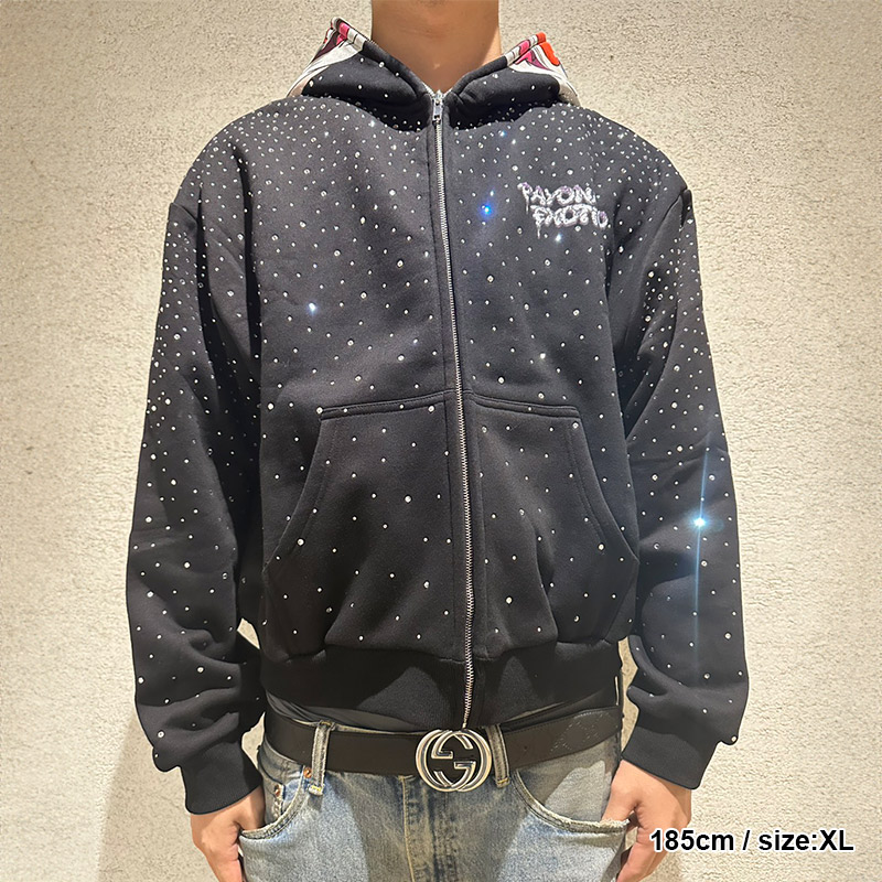 RHINESTONE CROWN HOODIE -BLACK-