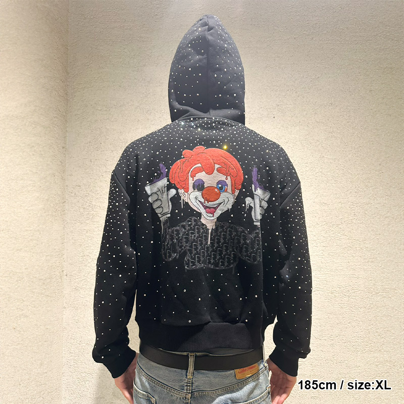 RHINESTONE CROWN HOODIE -BLACK-