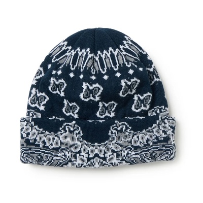 BASIC CUFF KNIT PSLY PATTERN NVY -NAVY-