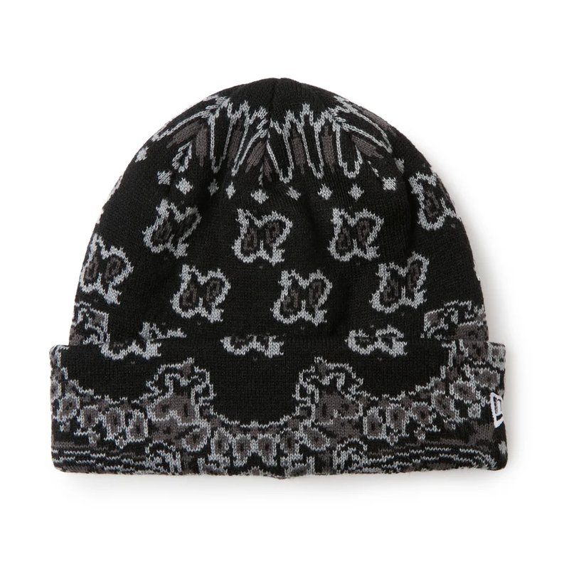BASIC CUFF KNIT PSLY PATTERN BLK -BLACK-