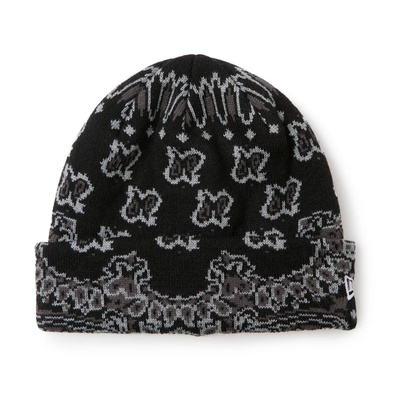 BASIC CUFF KNIT PSLY PATTERN BLK -BLACK-