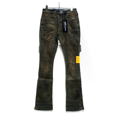 OUD STACKED JEANS -BROWN-