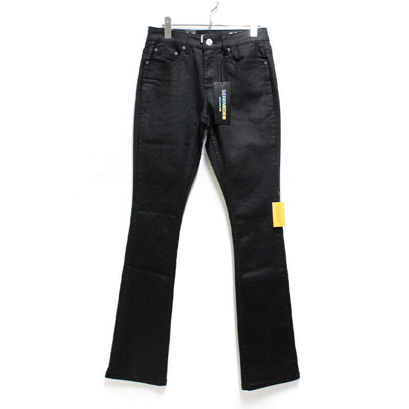 CAVIAR WAX STACKED JEANS -BLACK-