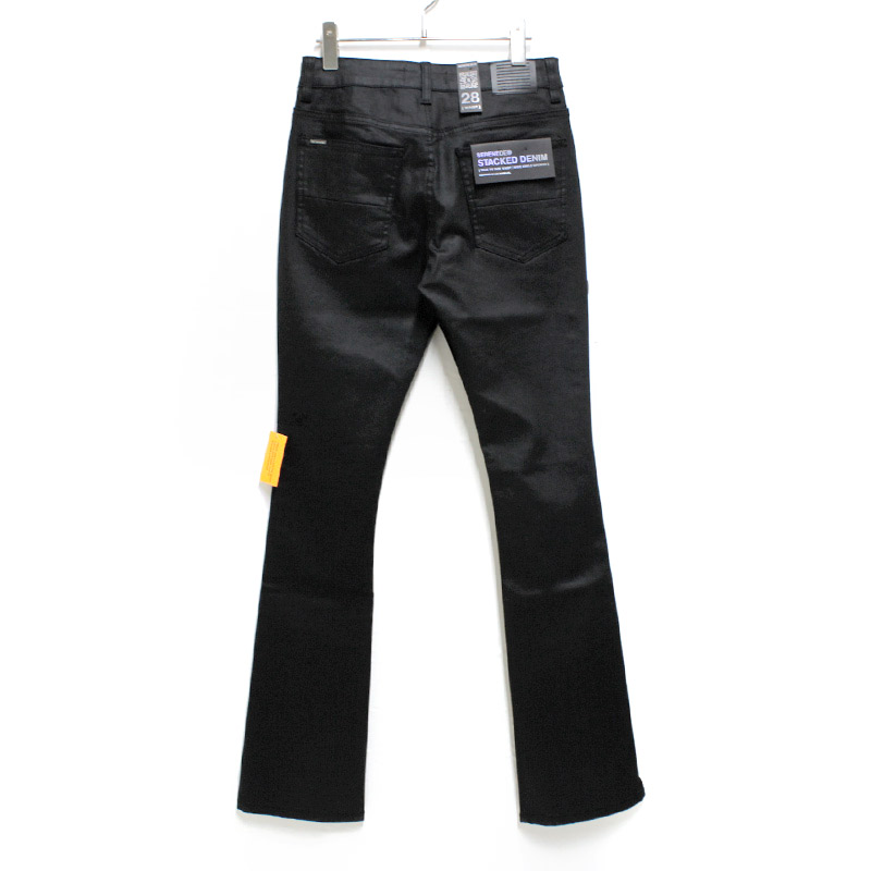 CAVIAR WAX STACKED JEANS -BLACK-