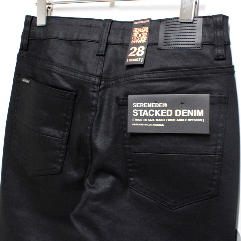 CAVIAR WAX STACKED JEANS -BLACK-