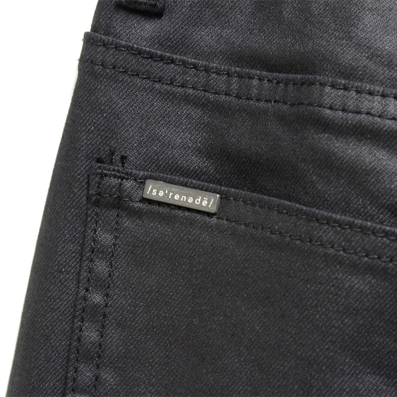 CAVIAR WAX STACKED JEANS -BLACK-