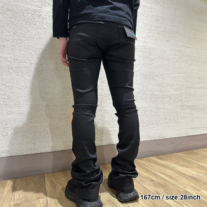CAVIAR WAX STACKED JEANS -BLACK-
