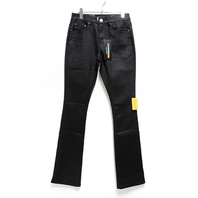 CAVIAR WAX STACKED JEANS -BLACK-