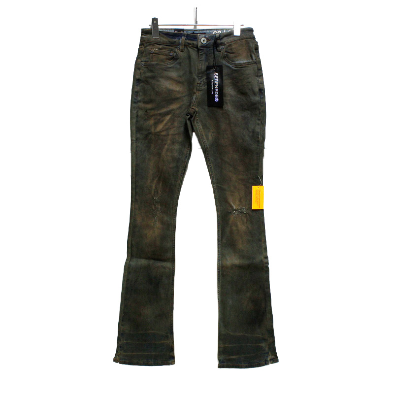 OUR STACKED JEANS -BROWN-