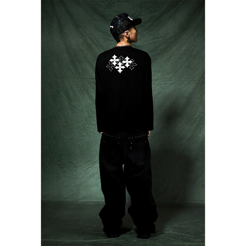 MULTIPLE CROSS THERMAL LONG SLEEVE TEE -2.COLOR-