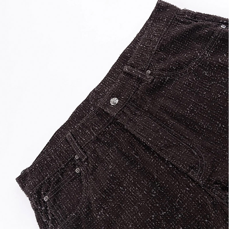 MULTIPLE CROSS LEATHER PATCH BAGGY DENIM -2.COLOR-